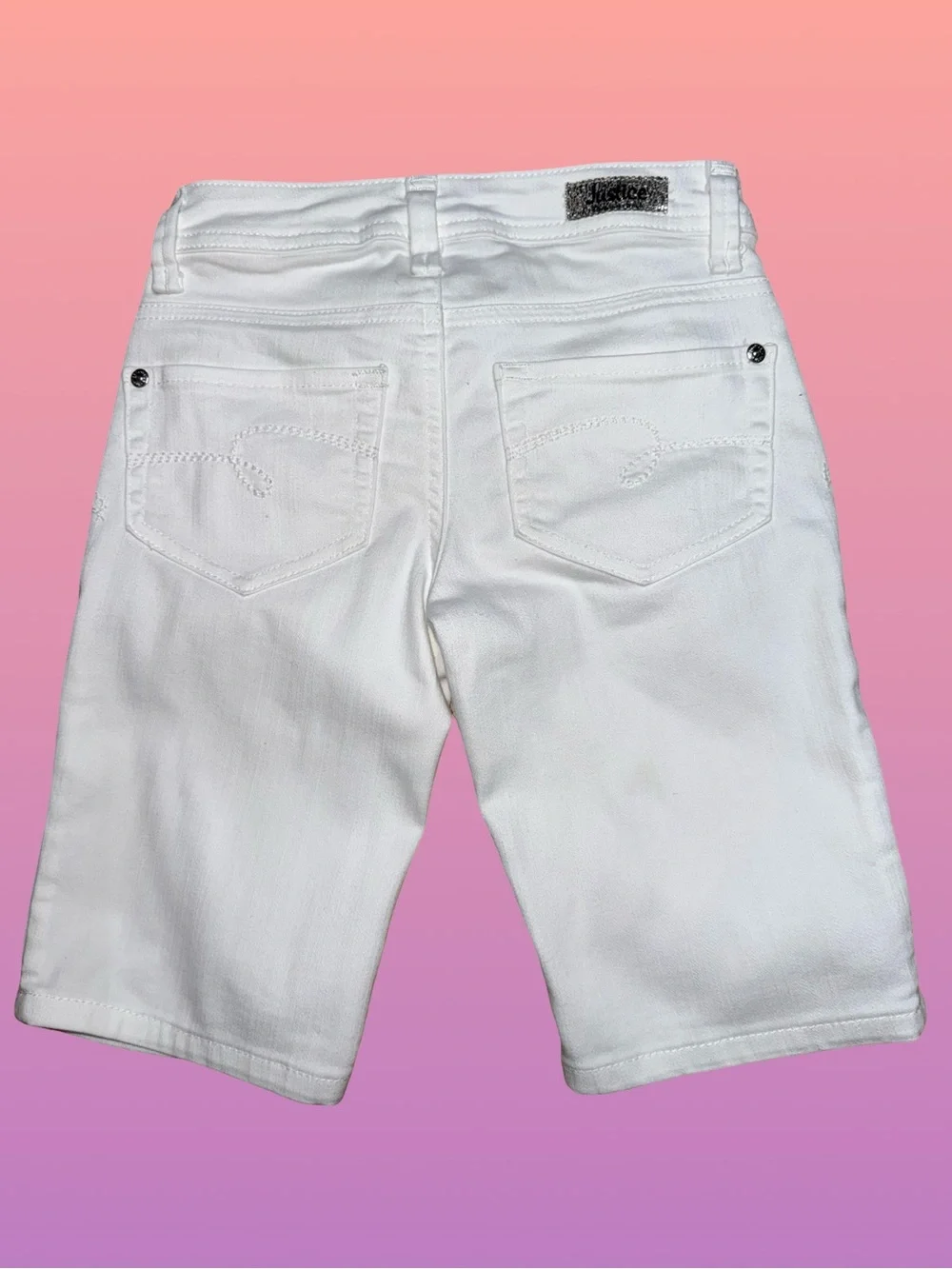 Justice White Girls Denim Bermuda Shorts